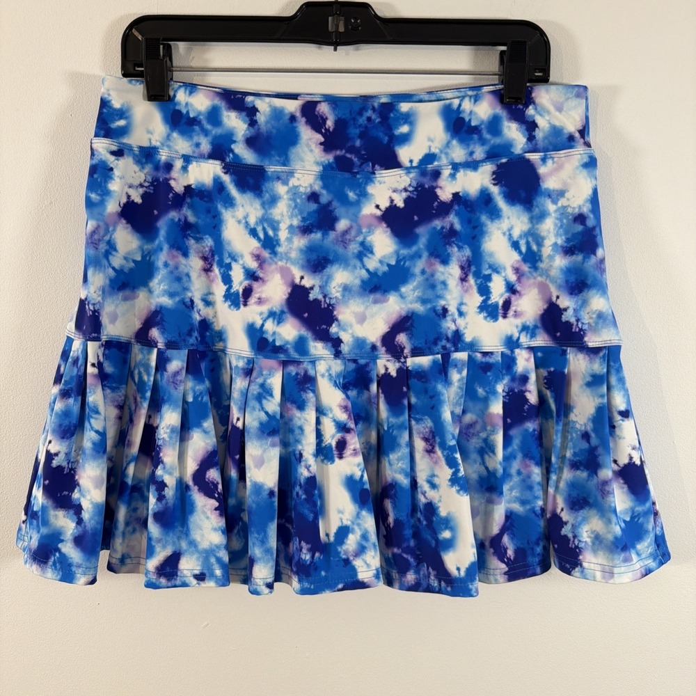 Aryeh Caryn Skort Tie Dye Blue Purple Pleated Medium Ruffle Golf Tennis Athletic